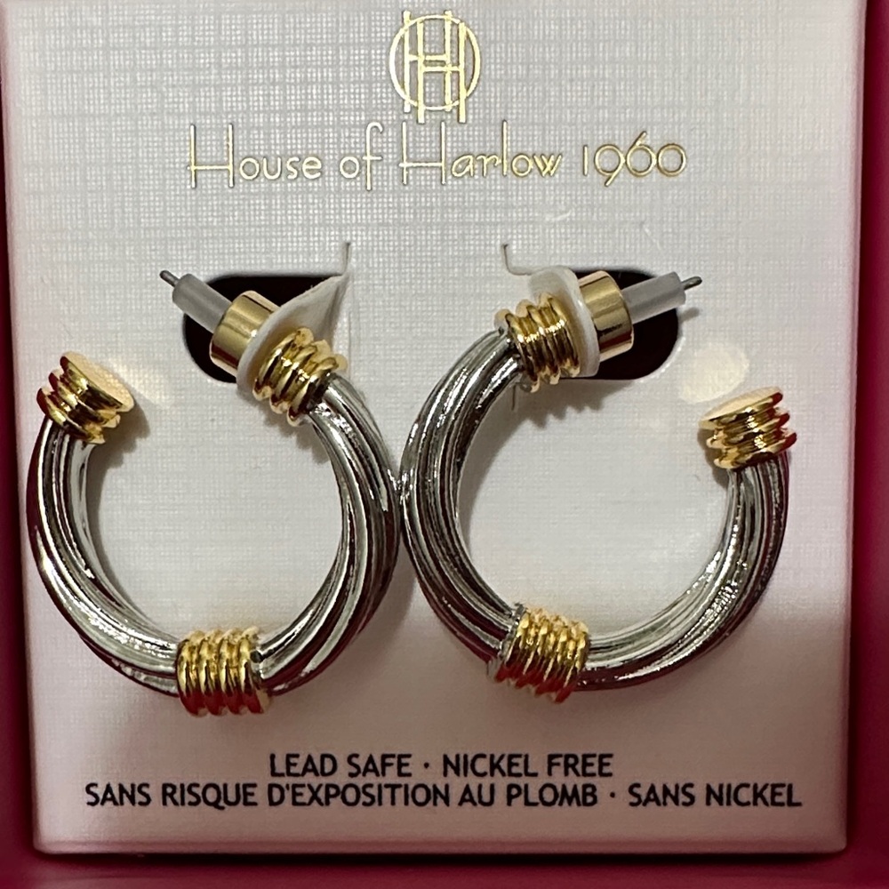 House of Harlow 1960 Two-Tone Hoop Earrings